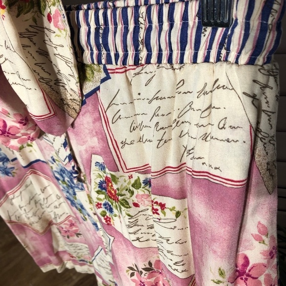 Vintage Kathie Lee Floral Rayon Blouse and Shorts Set Pink Large - Picture 13 of 14